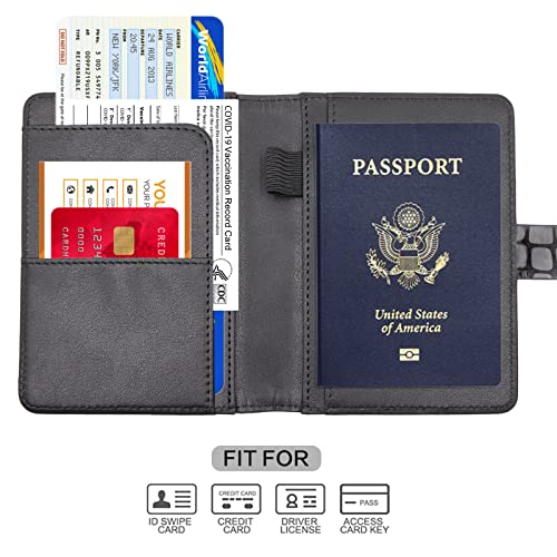 Premium Leather Passport Holder Covers Case (AI-Stone-black)