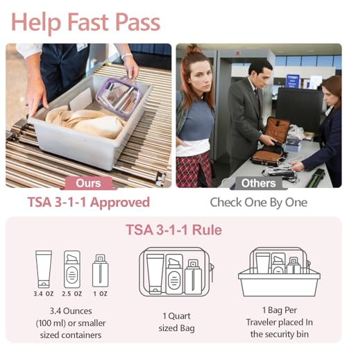 Clear Makeup Bag Travel (01-2 Purple / Fashion/Texture Series (1 Large 1 Medium))