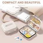 Travel Pill Organizer Box with Medicine Labels (S+L / Pearly White)
