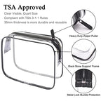 Clear Toiletry Bag TSA Approved Quart Size Travel Carry On (Transparent Black / 2 Pack)