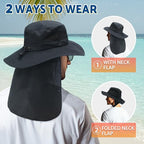 Sun Fishing Hats with Neck Flap for Men Pure Beige (One Size / Pure Beige(with Neck Flap))