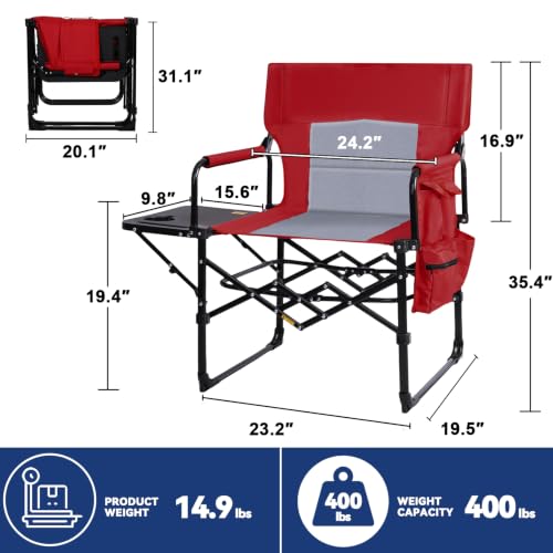 2 Pack Folding Director Chair for Outdoor (Red)