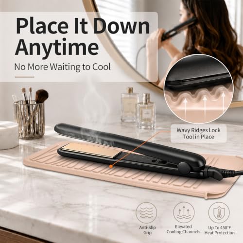 Silicone Travel Mat Pouch for Hair Straightener (1 Pack / Taupe)
