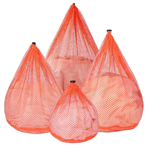 4Pcs Mesh Laundry Bags Washing Machine Mesh Wash Bags for Clothes (Orange / 26"x28")