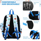 Lightweight Waterproof Toddler Backpack Boys Rescue Vehicle Blue (Colorful Rescue Vehicles Light Blue)