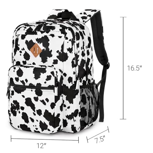 26L Backpack for College (Cow Print Black / 16.5 Inch)
