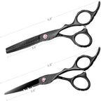 Professional Black Hair Cutting Scissors Sets Stainless Steel Barber Hairdressing Scissors Salon Multifunctional Thinning Scissors Straight Shears Tools for Mother Father Friends' Christmas Gift
