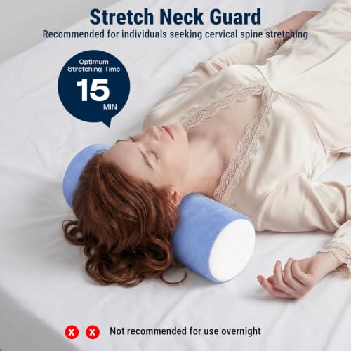 Neck Roll Cervical Pillow for Neck Pain Relief (Blue White / Large - 6.0" H)