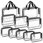 10 PCS Clear Travel Bags for Toiletries (Black)