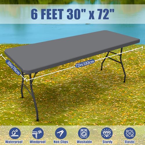 2 Pack Rectangle Spandex Fitted Table Cloth (Grey / 72" x 30" (Rectangular))