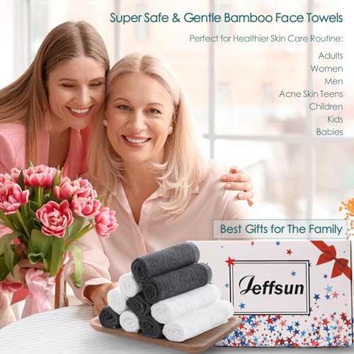 Wash Cloth 12 Ct (White & Grey / 13x13 inch-12 Pack)