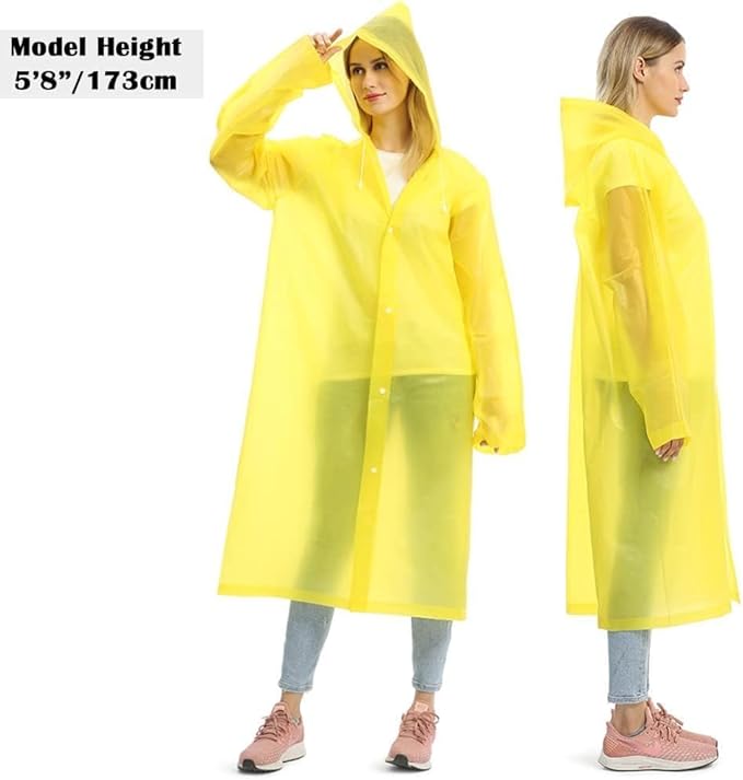 Opret 2 Pack Raincoats for Adults Reusable, EVA Rain Ponchos Lightweight Rain - Image 6