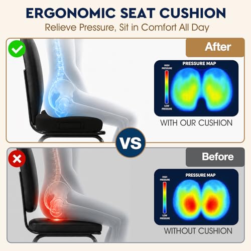 Seat Cushion Memory Foam Office Chair Cushion (Large / Black)