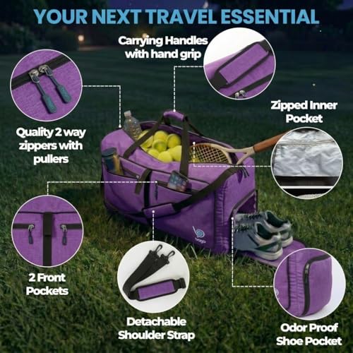 Medium Duffle Bag for Travel Women & Men. Durable Lightweight Foldable Travel Duffel Bags For Traveling Women. 40L Duffle Bags a Reliable Weekender duffel or Overnight Bag With Shoe Compartment