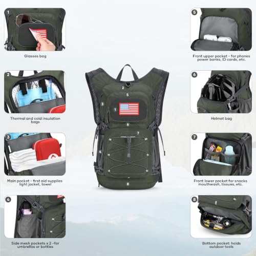 Lightweight Hydration Hiking Backpack with 2L Water Bladder (3.Olive Green / 2L Bladder)