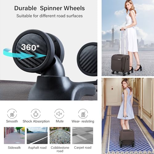 16 Inch Underseat Carry On Luggage with Wheels Small Suitcase Softside Luggage Bags for Travel Lightweight Suitcases with Wheels Travel Luggage Personal Item for Men and Women (Coffee / 16 Inch)