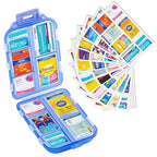 Small Pill Case Travel Pill Box Cute Pill Organizer for Purse Portable Daily Medicine Organizer 10 Compartment Pill Holder for Vitamins (10 Grid Box Blue+med Labels 1pc)