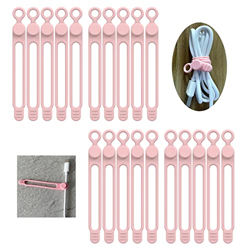 20Pcs Silicone Cable Ties (4.2Inch / 20pcs-pink)