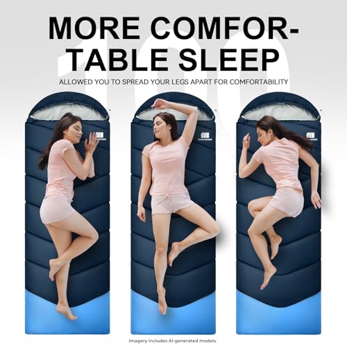 Cold Weather Sleeping Bags for Adults (Navy-5.3lb)