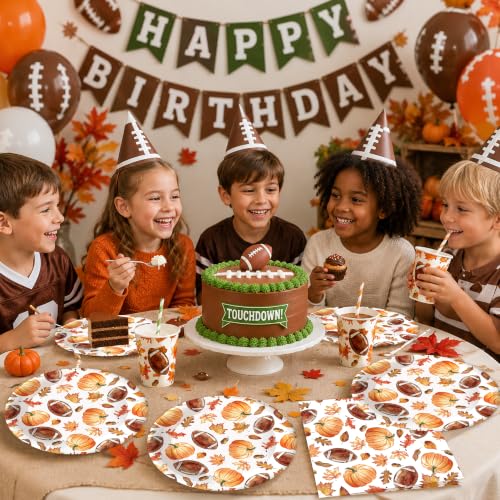 50Pcs Fall Football Paper Plates and Napkins (Fall Football)