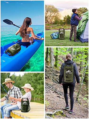 Dry Bag Waterproof Backpack with Phone Case (Pitch Green / 40L)