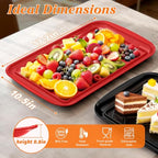 Grilling Prep & Serve Trays for Party Set of 2 (Black & Red)