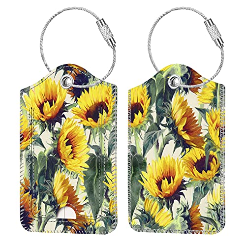 Luggage Tags Privacy Cover ID Label for Travel Bag Suitcase (Sunflower)