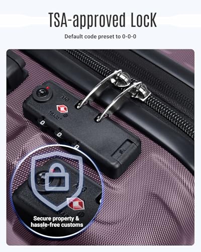 Luggage Sets 3 Pcs Suitcase with Wheels (Purple / 3-Piece Set-20 Inch/24 Inch/28 Inch)