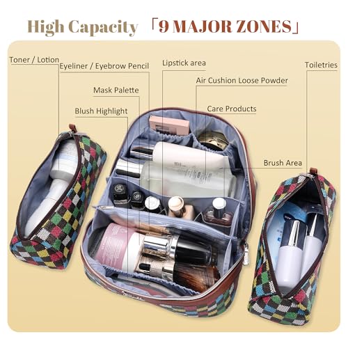 Travel Makeup Bag Organizer Cosmetic Bag (07-A-Brown)
