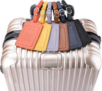 Leather Luggage Tags for Suitcases (Purple / 4 Pack)