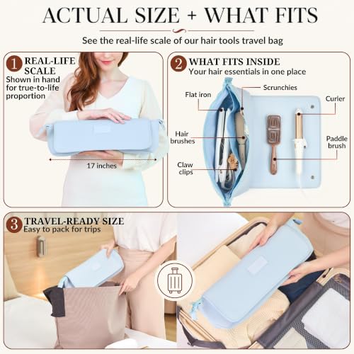 Hair Tools Travel Bag and Heat Resistant Mat 17" (Baby Blue)