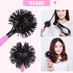 3D Round Hair Brushes for Women Blow Drying Detangling Hairbrush 360 Degree Styling Brush for Thick Curly Hair Comb for Wet and Dry Hair (Brush Only)