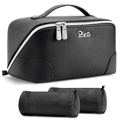Travel Makeup Bag Cosmetic Bags for Women (C-2-Black)