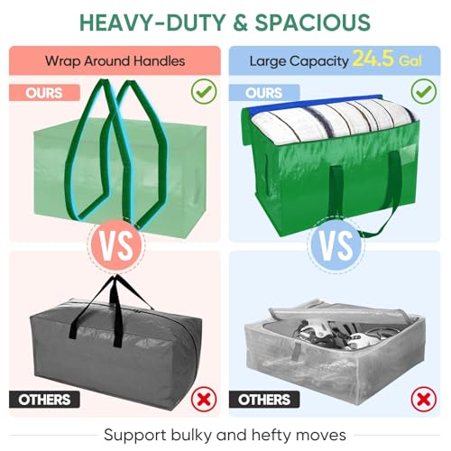2 Pack Oversized Moving Bags with Reinforced Handles (2-Pack / Light Green)