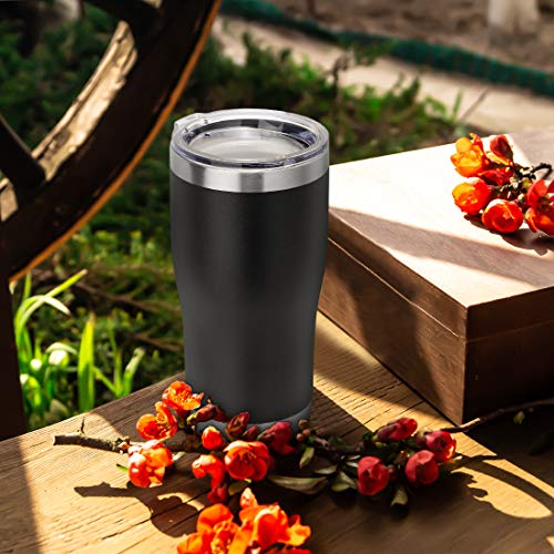 20oz Tumbler with Lid Stainless Steel Tumblers Bulk (Black / 4 count)