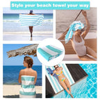 2 Pack Microfiber Beach Towel (2 Pack- Blue Green / 75”x 35”)