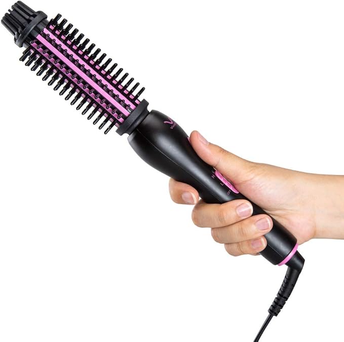 VAV 3 in 1 Styling Tool Curling Iron & Hair Straightener Brush 2 Heat Settings Anti-Scald Ceramic Heated Hair Styling Brush for Natural Straight