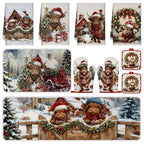 10 Pcs Christmas Highland Cow Kitchen Decor and Accessories Set Farmhouse Rustic Kitchen Towels Pot Holders Oven Mitts Rugs and Tape for Baking Cooking BBQ Housewarming Gifts (Brown / Christmas Cow)