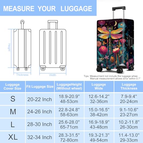 Luggage Cover Washable Suitcase Protector Anti (Dragonfly / XL(fits 32-34Inch suitcase))