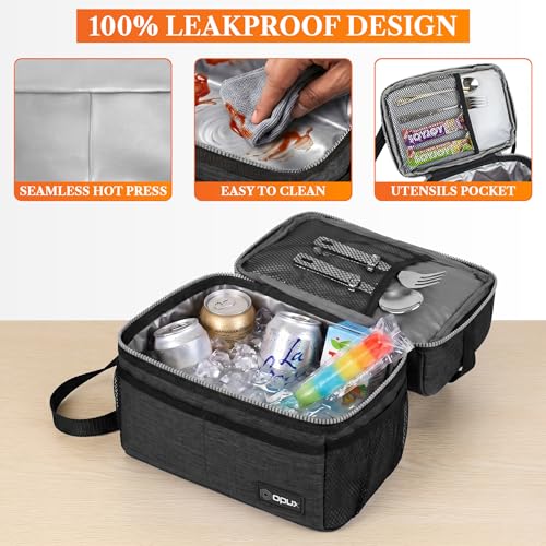 Insulated Lunch Bag for Men Women (Heather Charcoal)