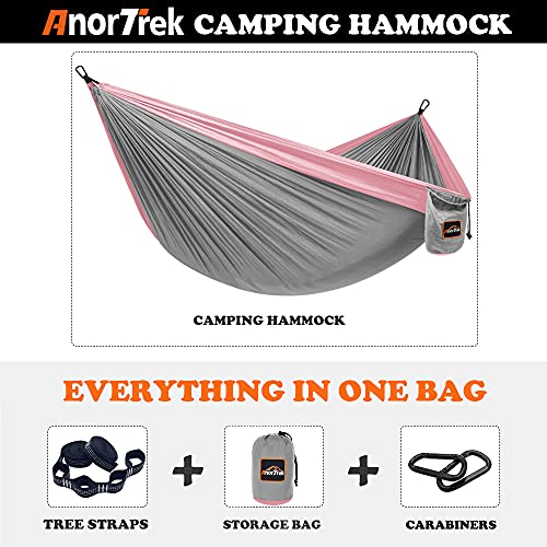 Camping Hammock (Gray&pink / Double 118''L x 78''W)