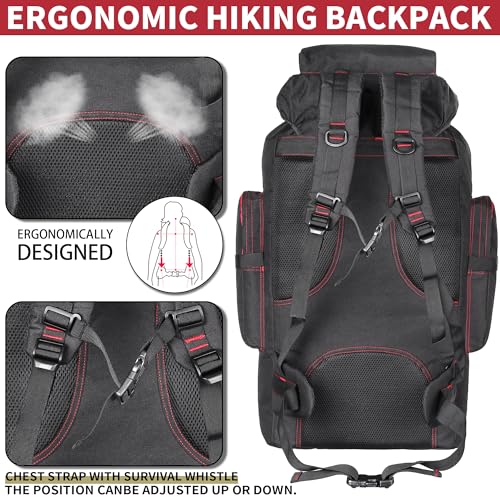 Hiking Backpack for Men 70L (70l-blackred)