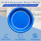 50 Pcs 10 Inch Blue Plastic Plates (Blue / 50 Pcs)