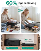 14 Set Compression Packing Cubes for Travel Essentials (Dark Black / Set of 14)