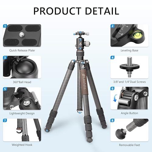 Portable Travel Tripod (with Center Column, Max Load 15kg)