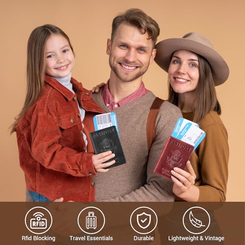 Premium Leather Passport Holder Covers (Wine Red)