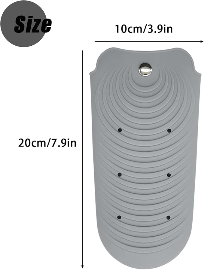 Heat Insulating Silicone Mat Pouch for Hair Styling Tools, Curling & Flat Irons Anti-Slip Travel Cover, Small Portable Straightener Pad for Curler Wands Storage, Hot Waver (Grey)