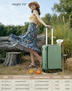 20 Inch Top Opening Carry On Luggage with Cup Holder and USB Ports (Forest Green / 20 Inch Pro)