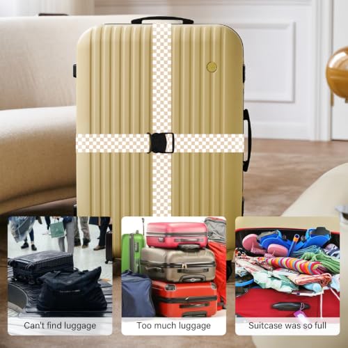 Luggage Straps for Suitcases (White Yellow)