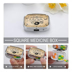 Metal 2 Compartment Pill Organizer Travel Friendly Portable Compact Pill Box Cute Pill Case to Hold Vitamins (Bottles and Skeletons)